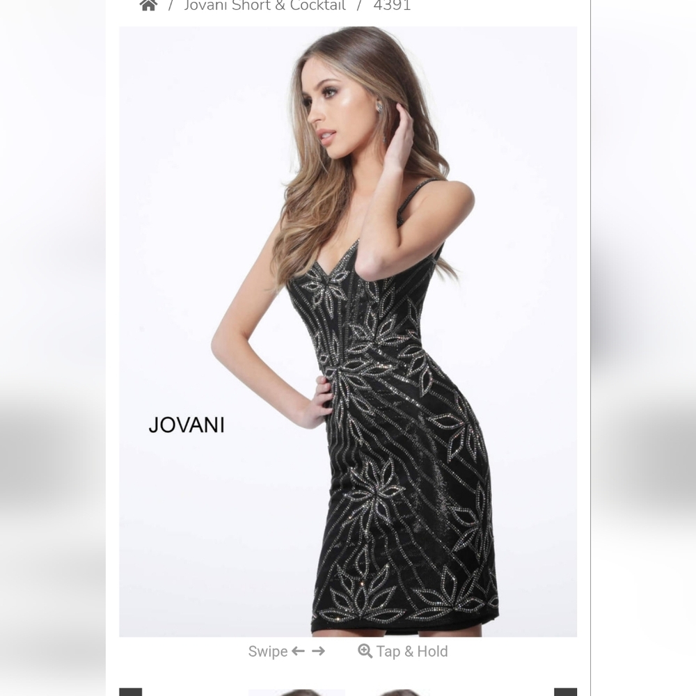 Jovani Black and Silver Embellished Dress, Sz 6